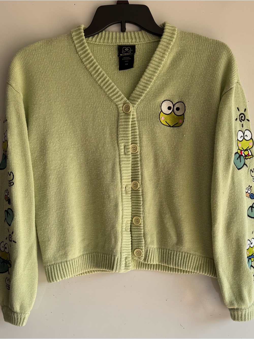 Sanrio Keroppi Light Green Button-Up Cardigan